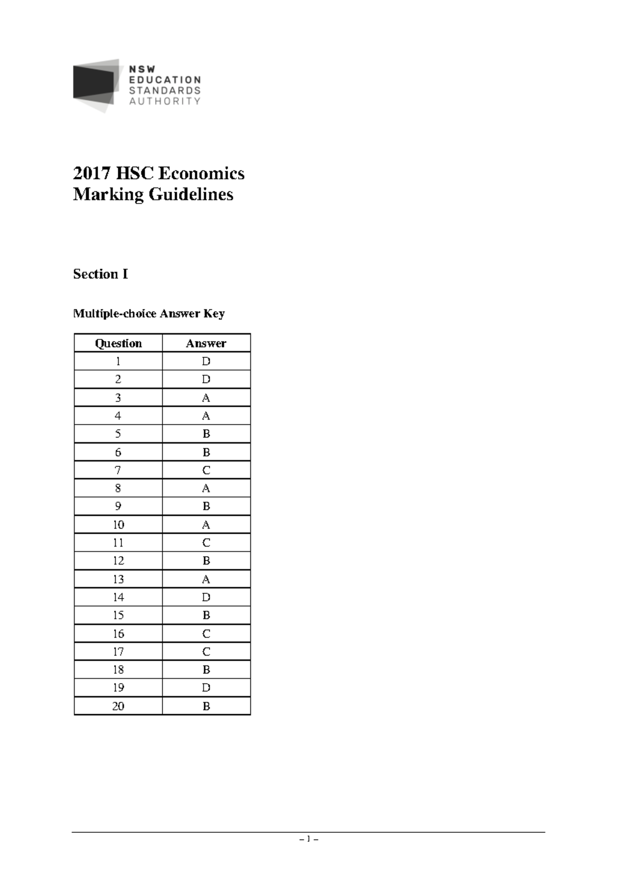 2017 HSC Economics - Marking Guidelines & Sample Answers - Studocu