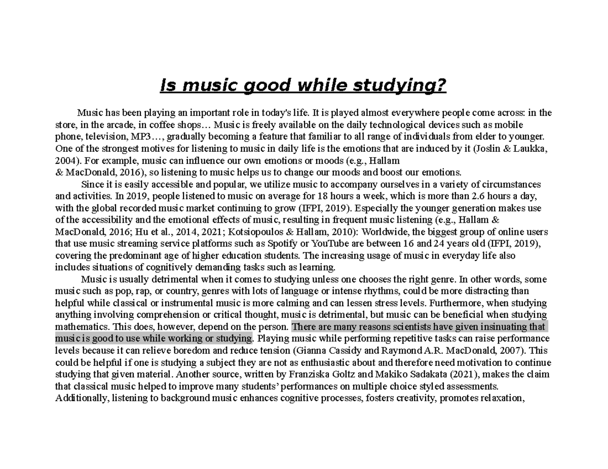 The Impact of Music on Study Habits: Insights and Research Findings ...