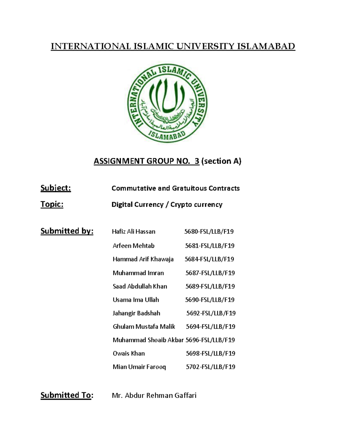 Islamic Perspectives on Digital Currency/Crypto: An Analysis (FSL/LLB) -  Studocu