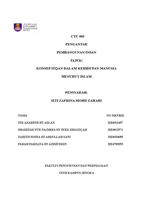 Assignment CTU001 Pra-dip - CTU PENGANTAR PEMBANGUNAN INSAN TAJUK ...