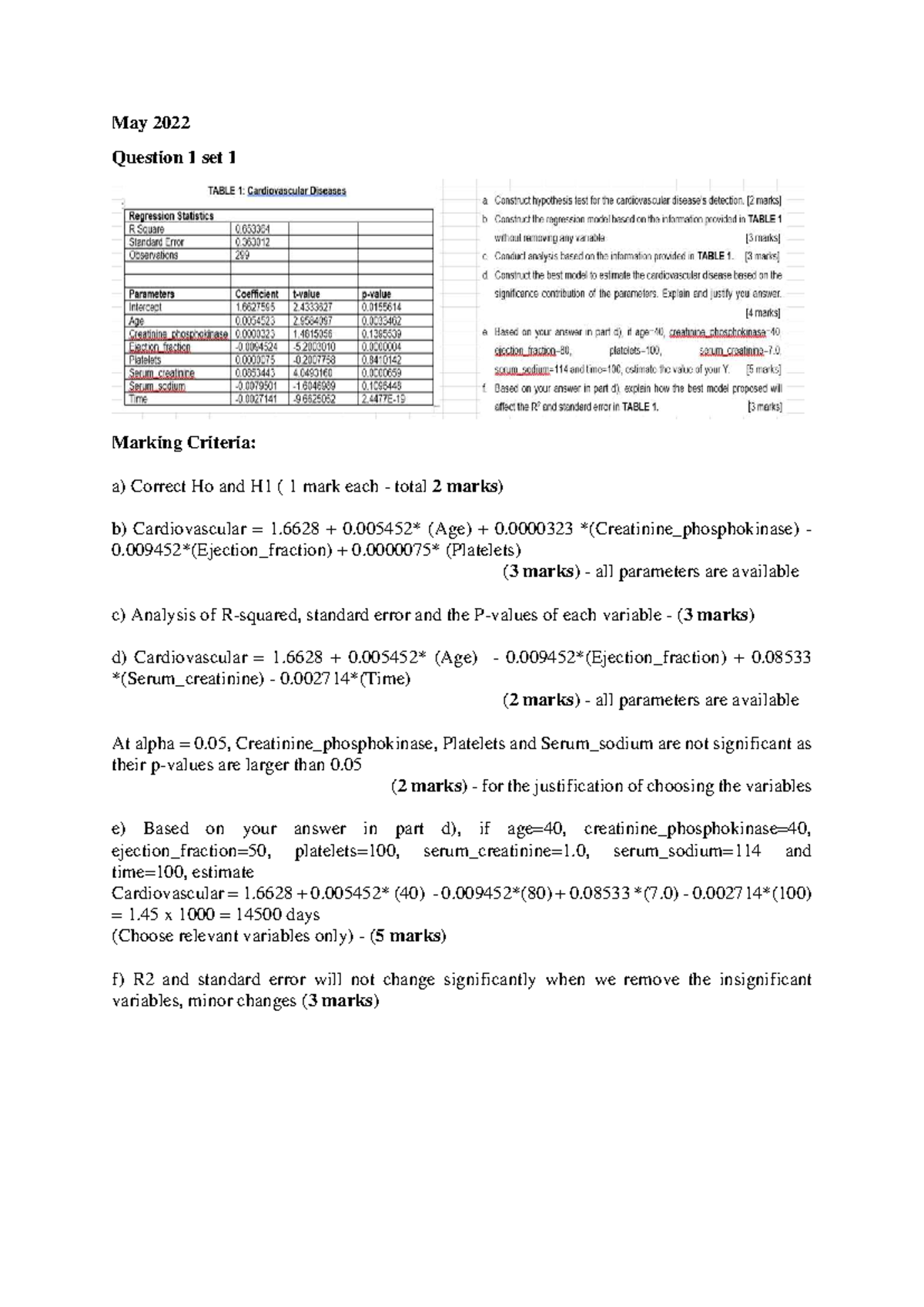 Test Questions Solutions for Course Code: Q1 & Q2 Analysis - Studocu