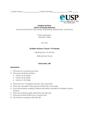 CS310 Final Exam - Computer Networks Semester 1 2018 - Studocu