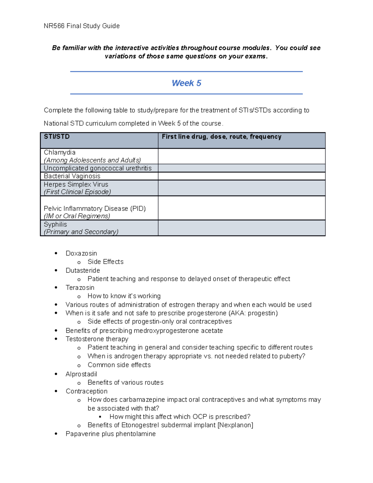 NR566 Final Exam Study Guide: Key Concepts for Pharmacology & Treatment ...