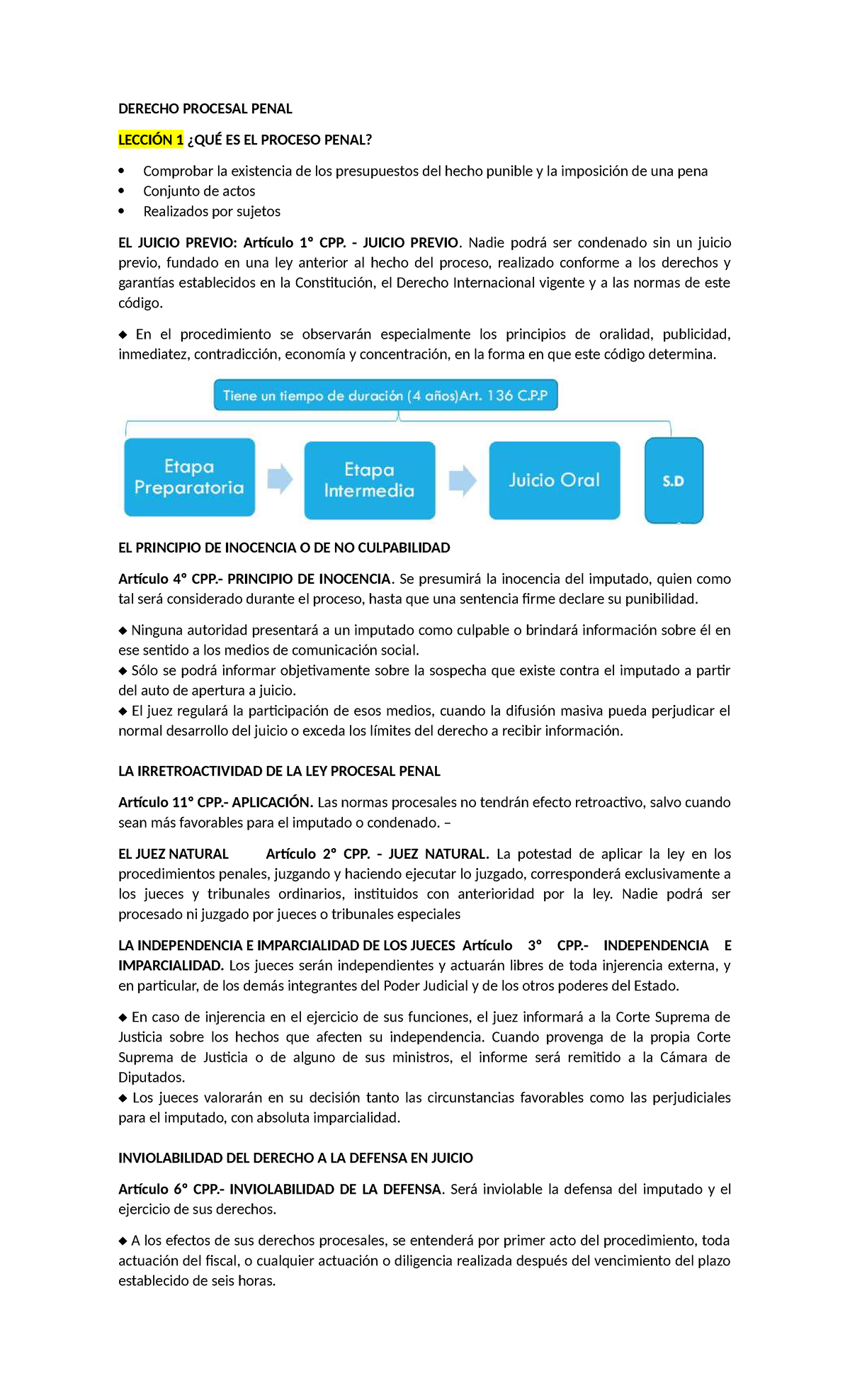 DERECHO PROCESAL PENAL: LECCIÓN 1 - EL PROCESO PENAL Y SUS PRINCIPIOS ...
