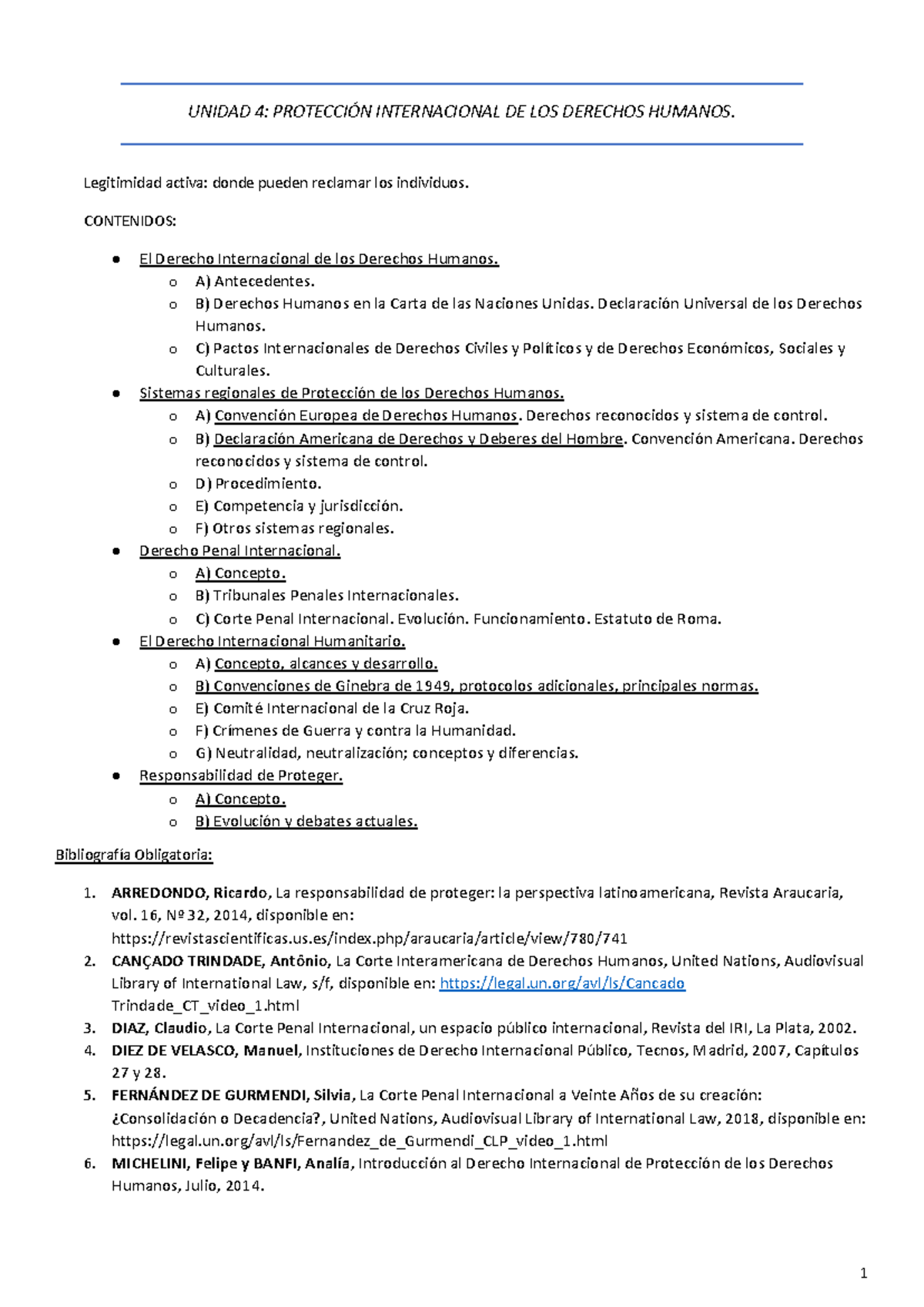 Unidad 4: Protección Internacional de los Derechos Humanos - Resumen ...