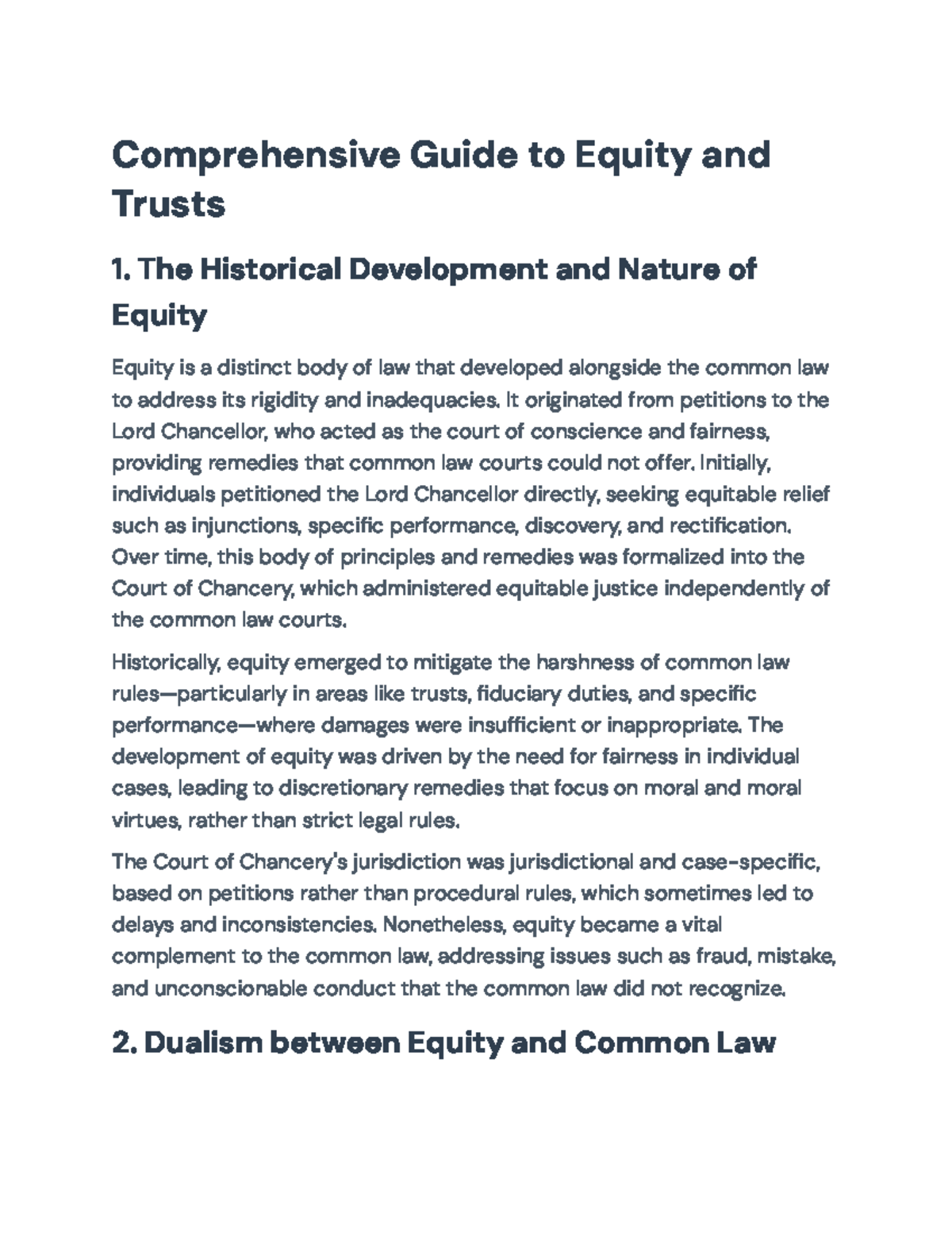 Comprehensive Overview of Equity and Trusts (LAW 101) - Studocu