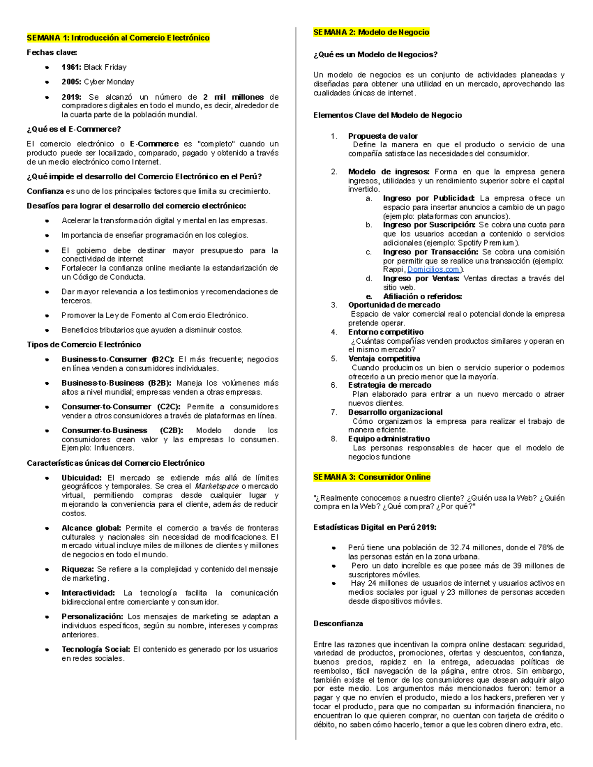 Resumen de eBusiness: Modelo de Negocio y Comercio Electrónico (SEMANA ...