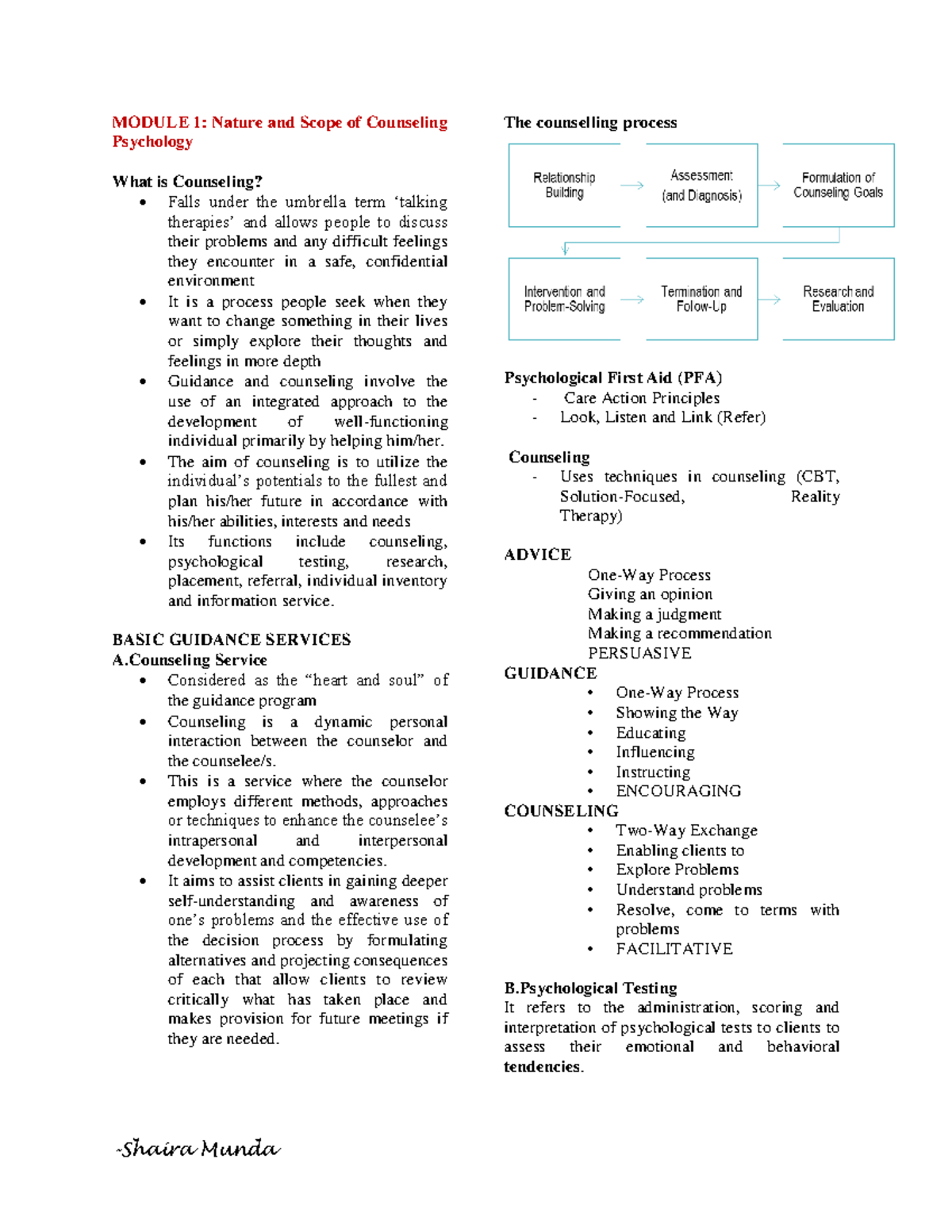 Counseling Module 1 & 2: Nature, Scope, and the Counselor role - Studocu
