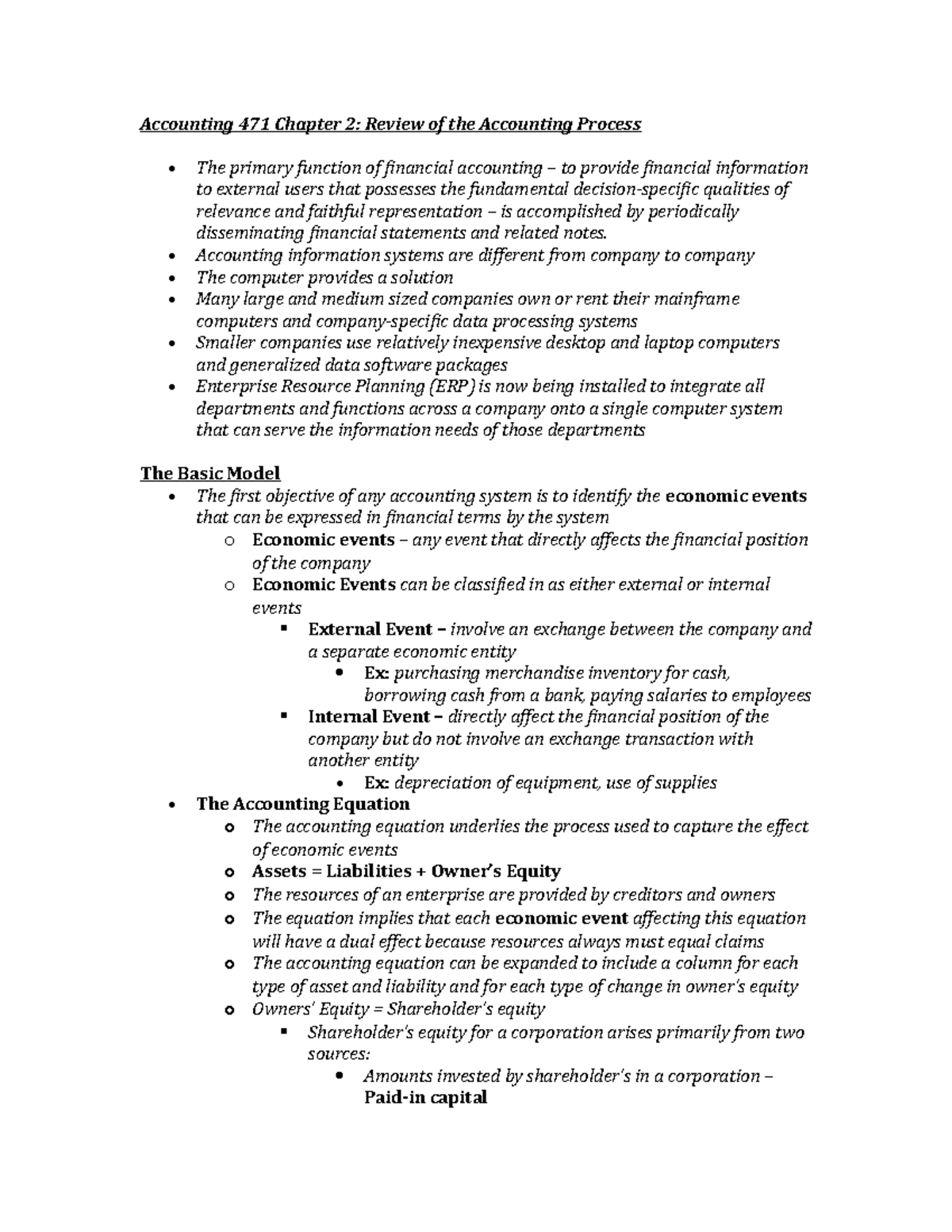 Accounting 471 Chapter 2 - Accounting 471 Chapter 2: Review of the ...