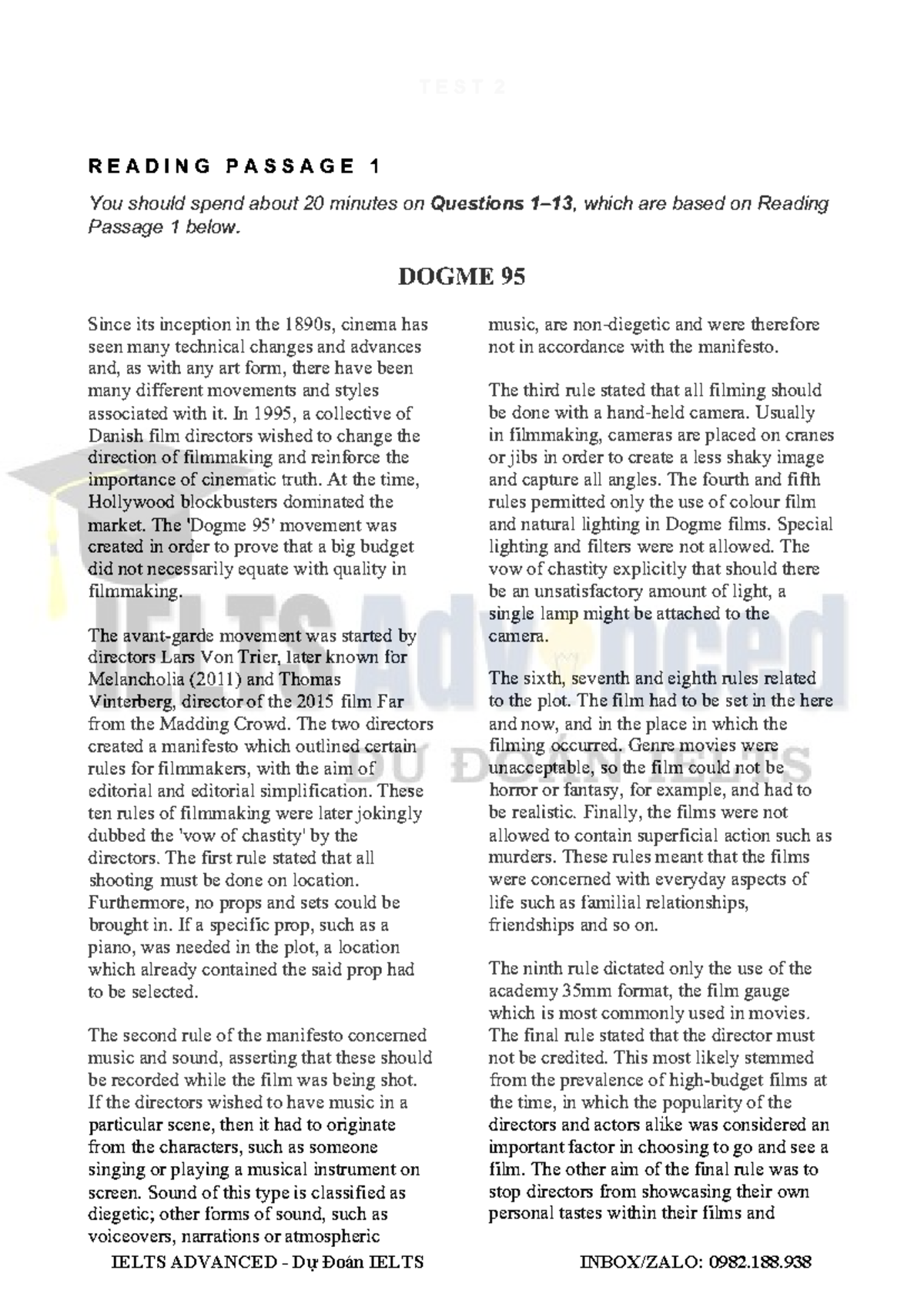 IELTS ADVANCED Full Mock Test 2: Reading Passage Analysis and Questions ...