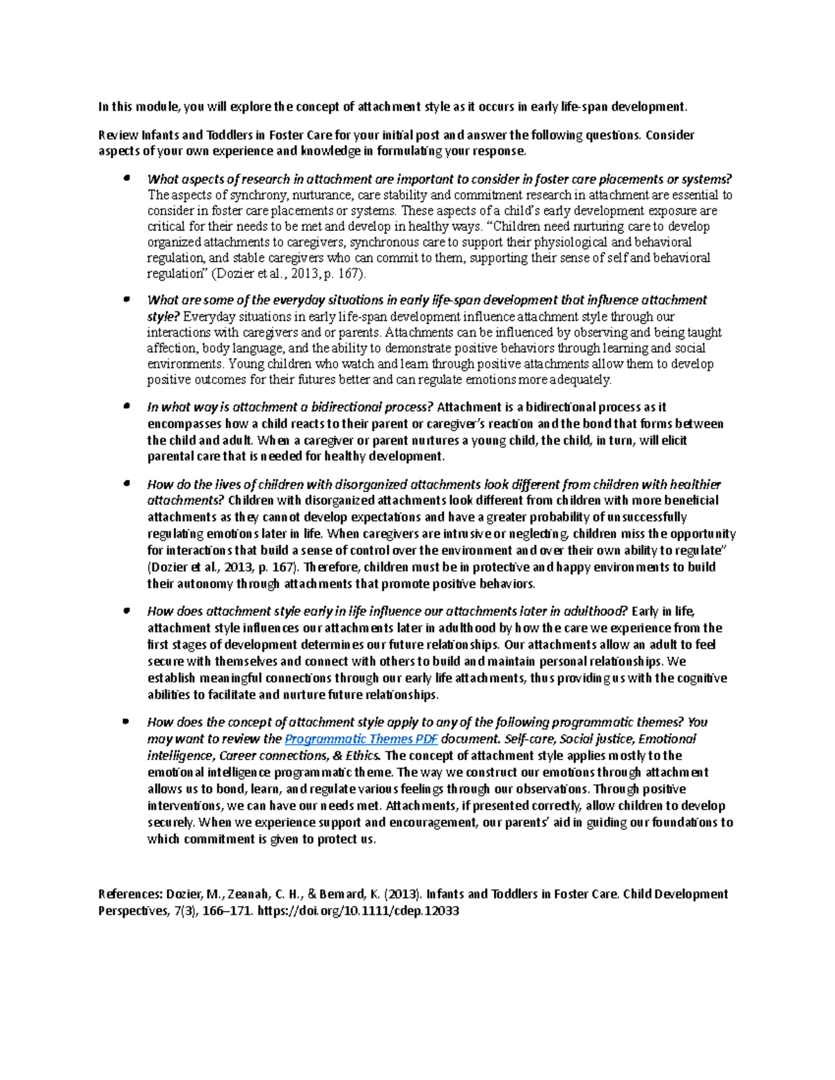 3 1 Discussion on Attachment Styles in Early Life Development - Studocu