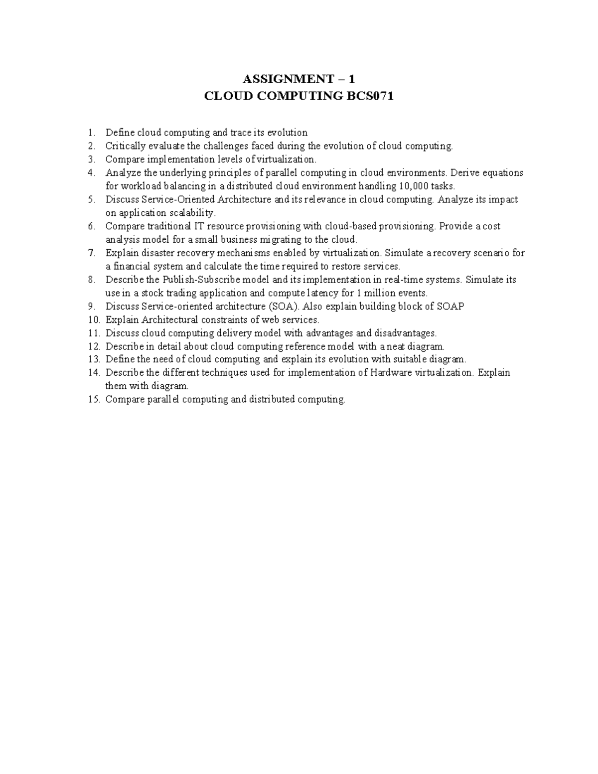 Cloud Computing Assignment 1 - BCS071: Concepts & Challenges - Studocu
