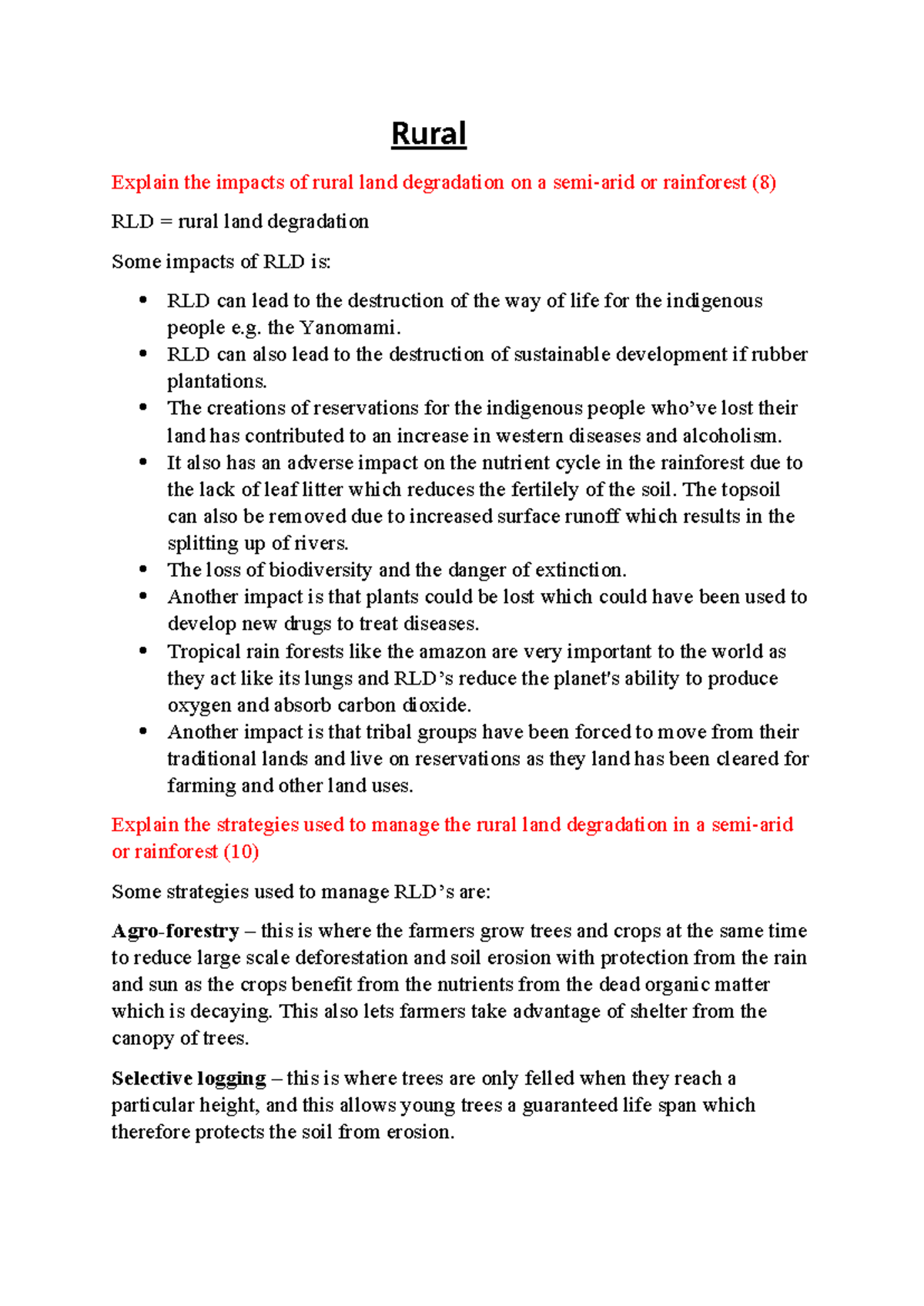 AP Environmental Management: Past Paper Questions on Rural Land ...