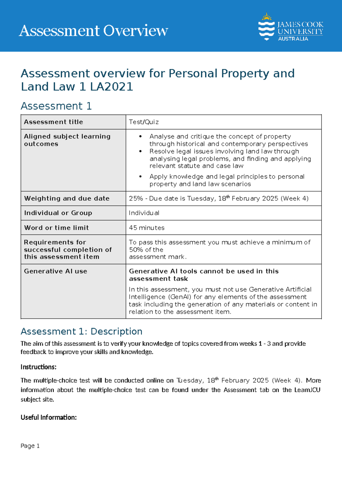 Assessment overview LA2021 - Assessment overview for Personal Property ...