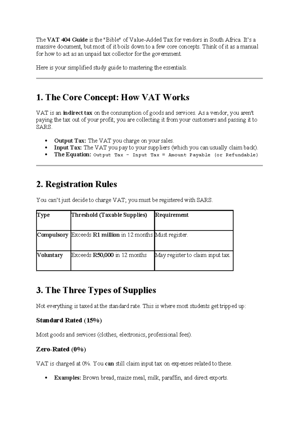 VAT 404 Guide: Essential Tax Concepts for South African Vendors - Studocu