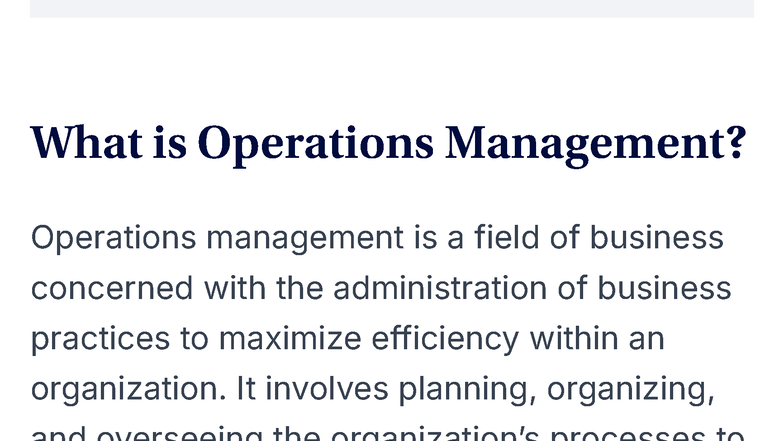 Operations Management (OM) - Overview, Roles & Essential Skills - Studocu
