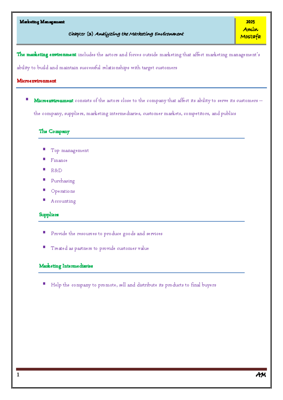 Marketing Management Chapter 3: Analyzing the Marketing Environment ...