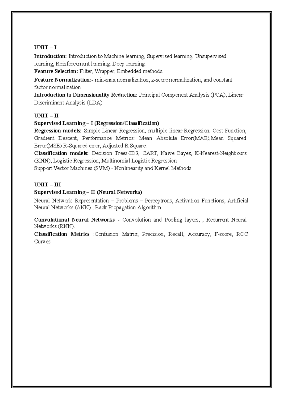 Machine Learning Notes (CS101): Concepts, Techniques, and Applications ...