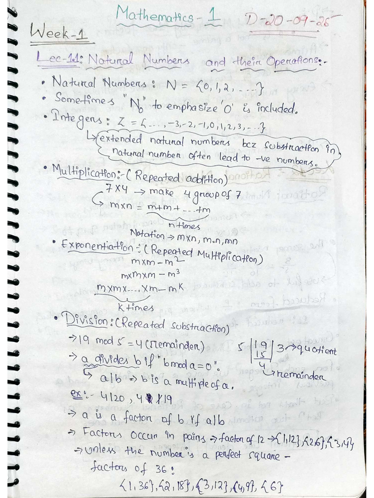 Mathematics 1: Natural Numbers, Integers, and Operations Overview - Studocu