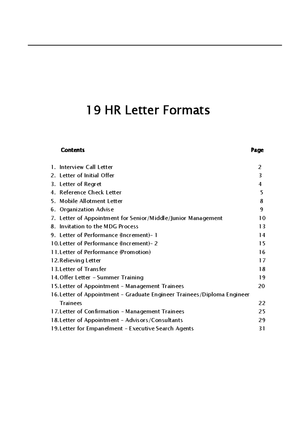 HR letter formats and templates for various employment scenarios - Studocu