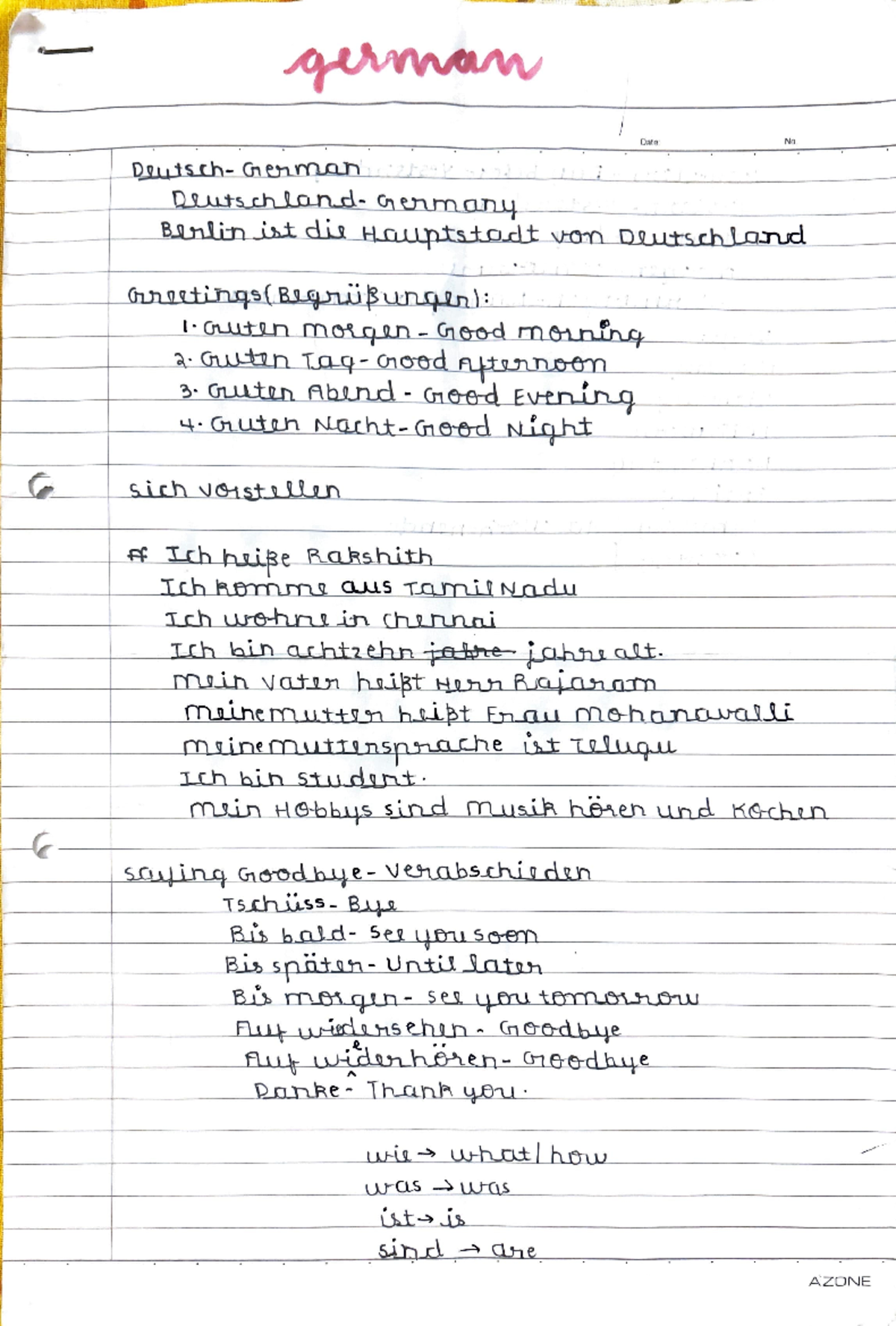 German Language Notes - 2024 (Chapter Summaries & Vocabulary) - Studocu