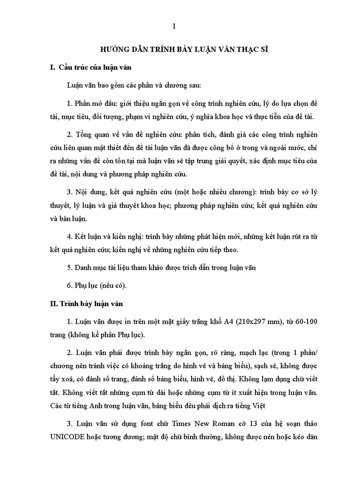 Huong dan trinh bay luan van thac si - 1 HƯỚNG DẪN TRÌNH BÀY LUẬN VĂN ...