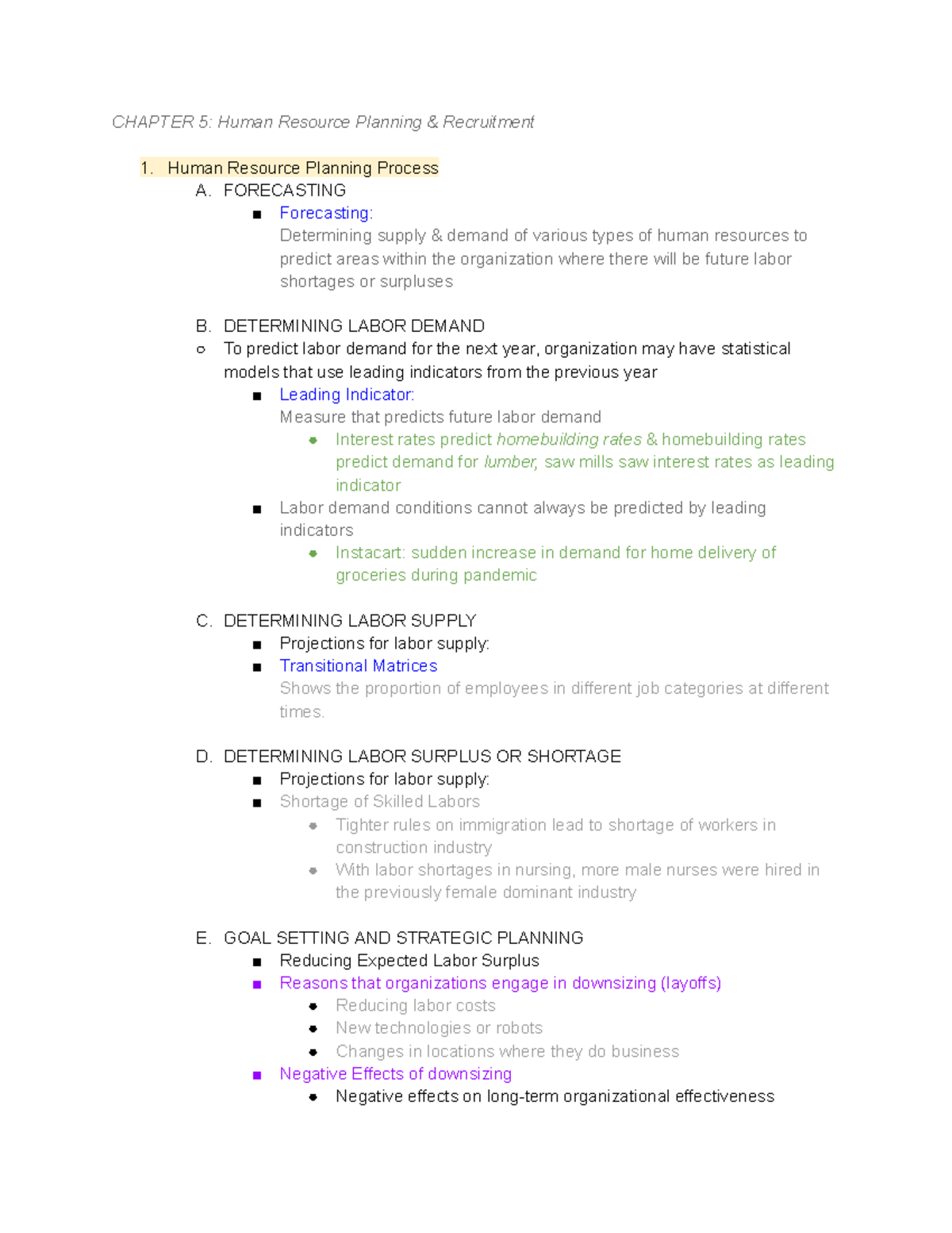 HRM 101 - Summary of Human Resource Planning & Recruitment Concepts ...