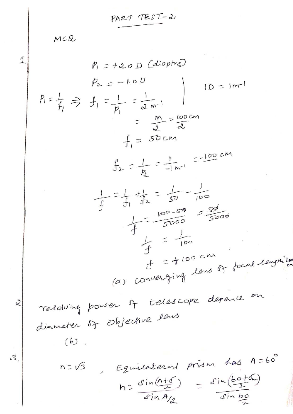 TERM EXAM-2 Solutions for Physics MCQs and Concepts - Studocu