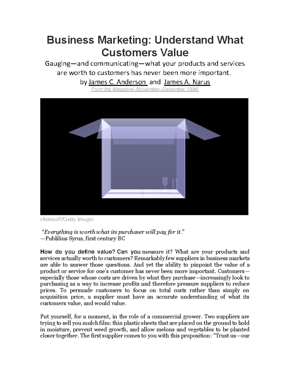Business Marketing 101: Understanding Customer Value Dynamics - Studocu