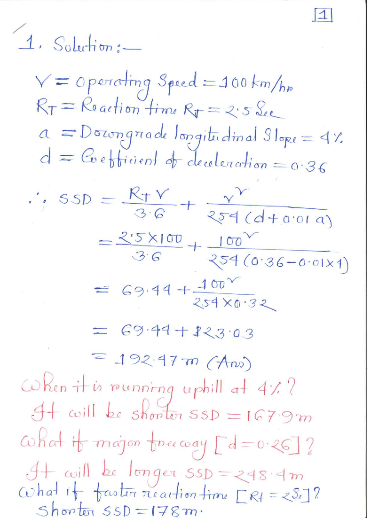 Week 3 Tutorial Solutions: Hand Calculations for Speed & SSD - Studocu