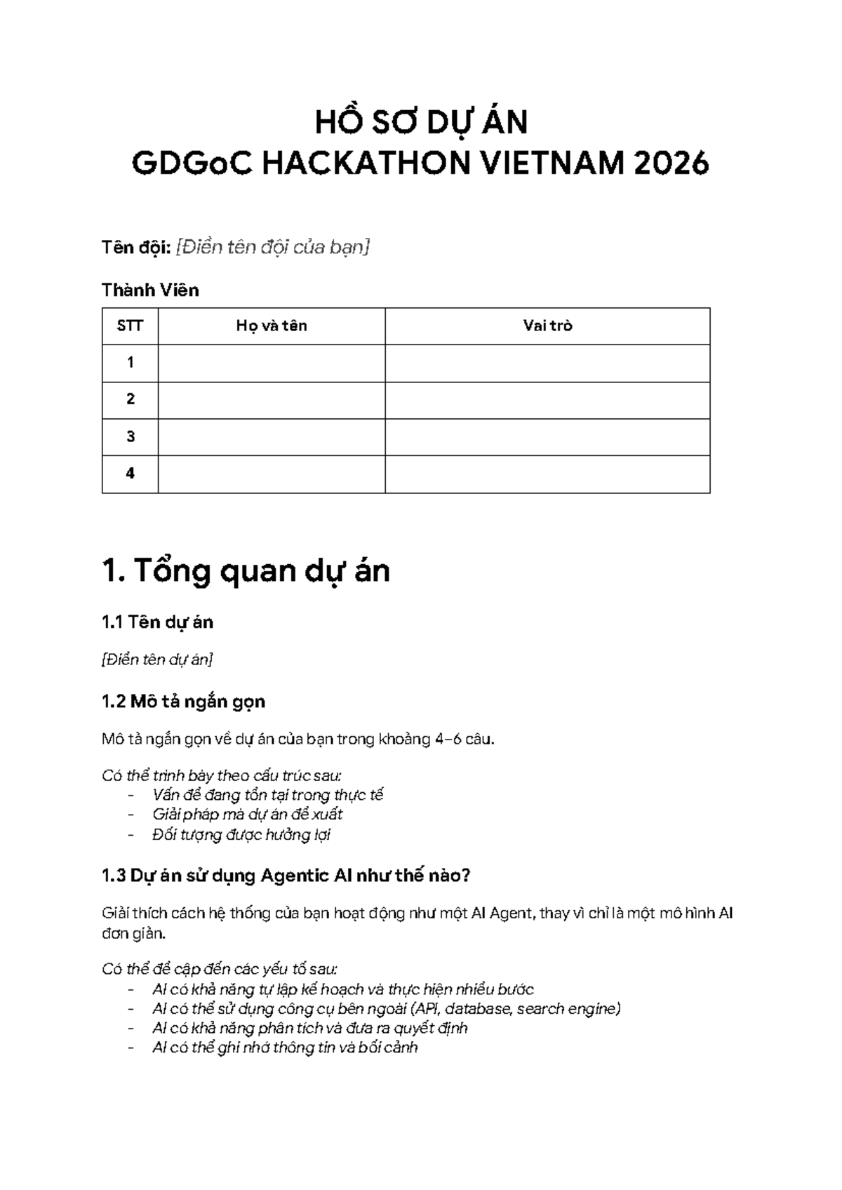 Mẫu Proposal Vòng 1 - GDGoC Hackathon Vietnam 2026 - Studocu
