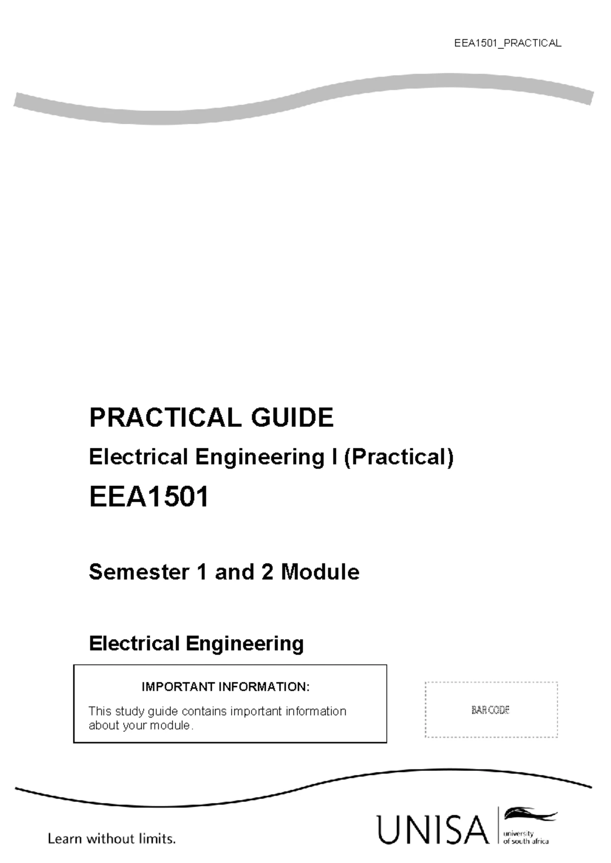 EEA1501 2024 Electrical Engineering I Module Workflow Guide - Studocu