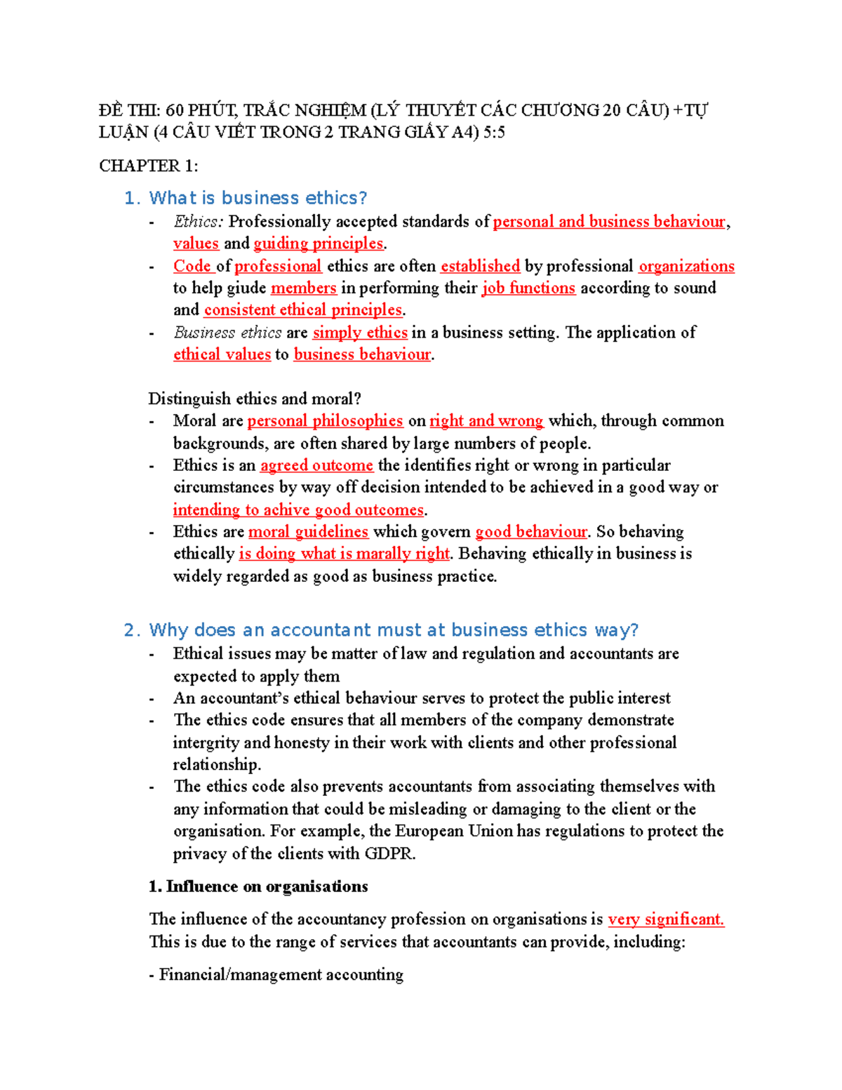 Business Ethics Final Exam Guide: Key Concepts & Principles - Studocu
