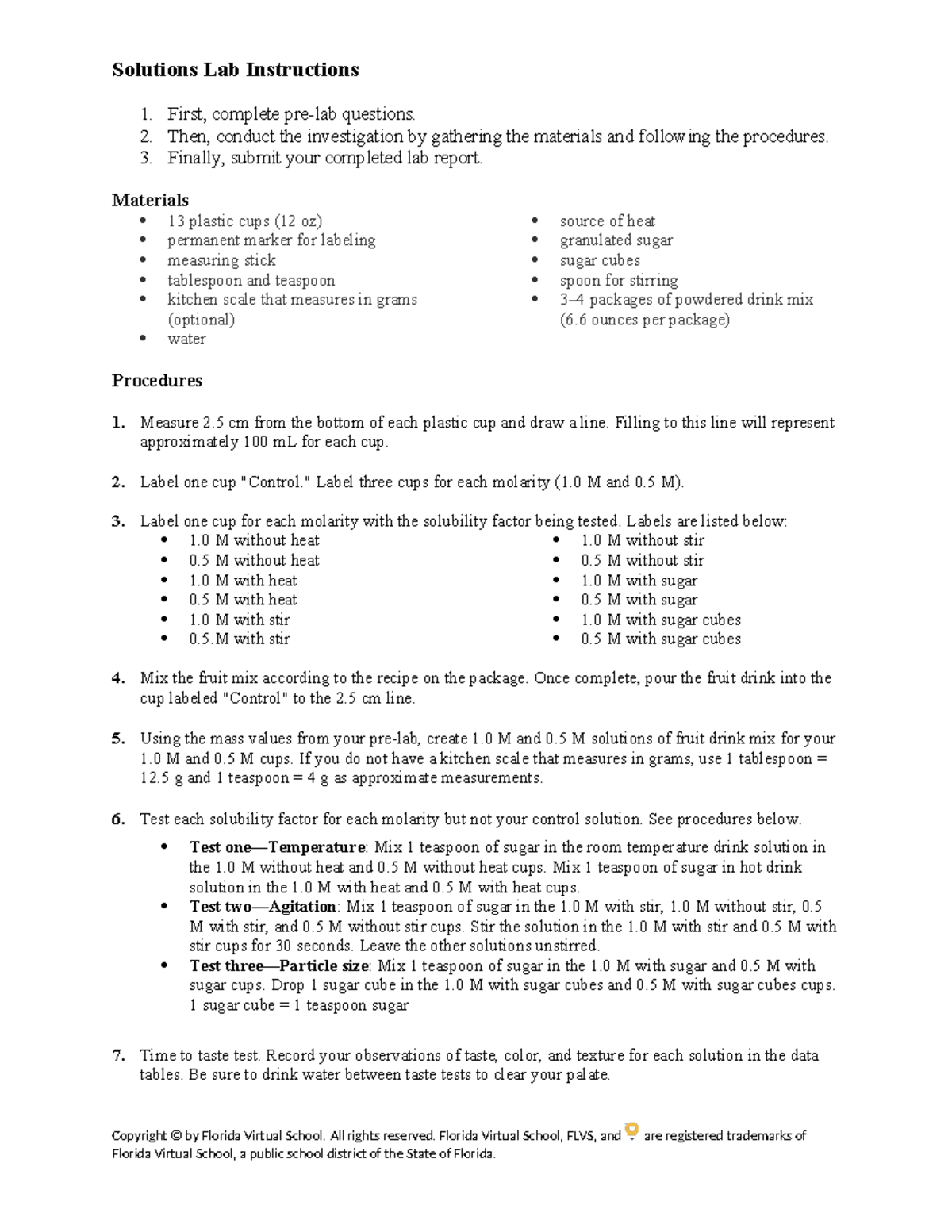 Lab Instructions for Solutions Experiment (Course Code: 08 03) - Studocu