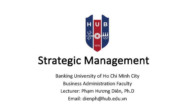 Lecture 1: Introduction to Strategic Management (SM 2025) - Studocu