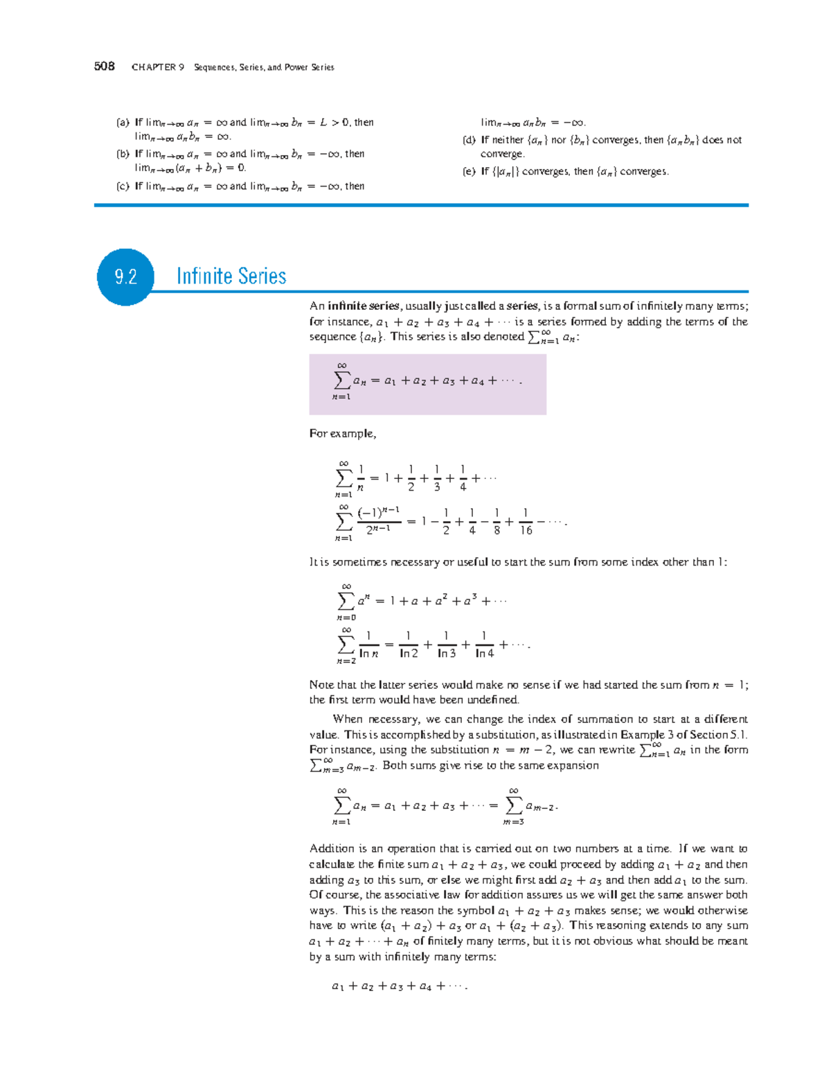 ADAMS ESSEX: Calculus 9th Ed. Chapter 9 - Sequences & Series - Studocu