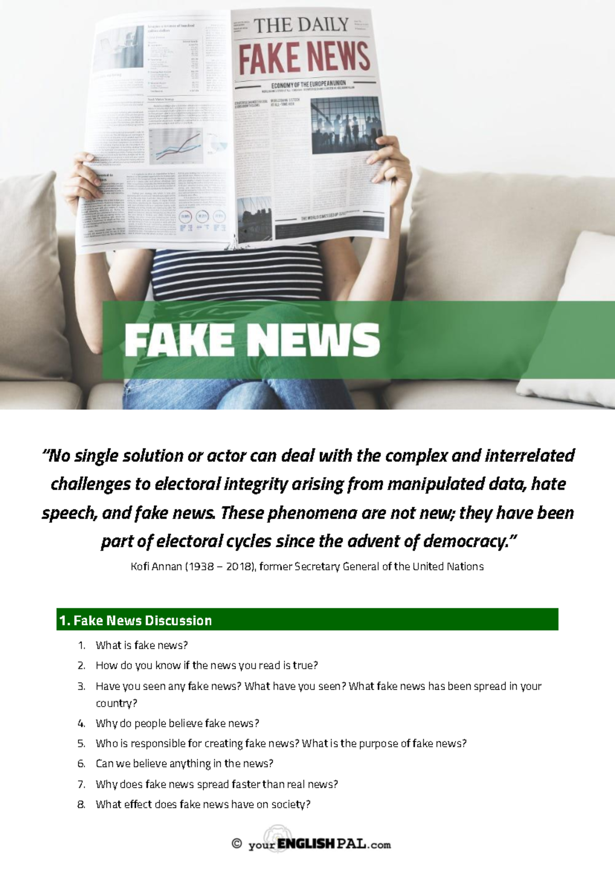 ESL Lesson Plan: Understanding Fake News and Its Impact - Studocu