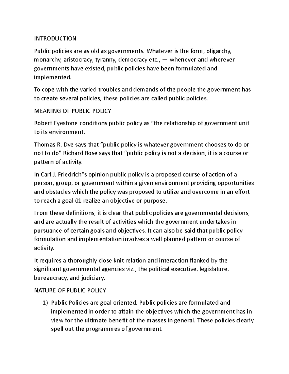 Ppi - INTRODUCTION Public policies are as old as governments. Whatever ...