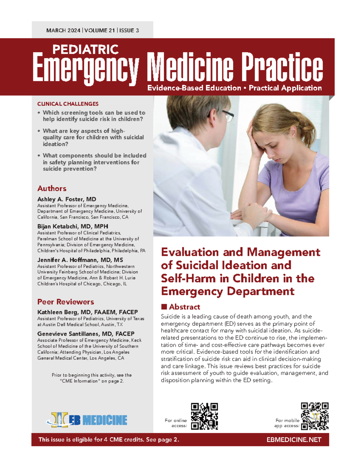 PEDS 0324: Evaluating and Managing Suicidal Ideation in Pediatric ...