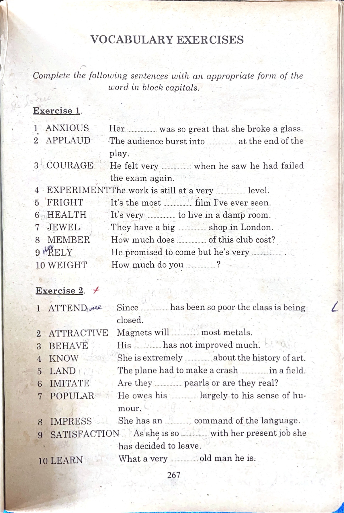 Vocabulary Exercises - GE101: Fill in the Blanks with Word Forms - Studocu