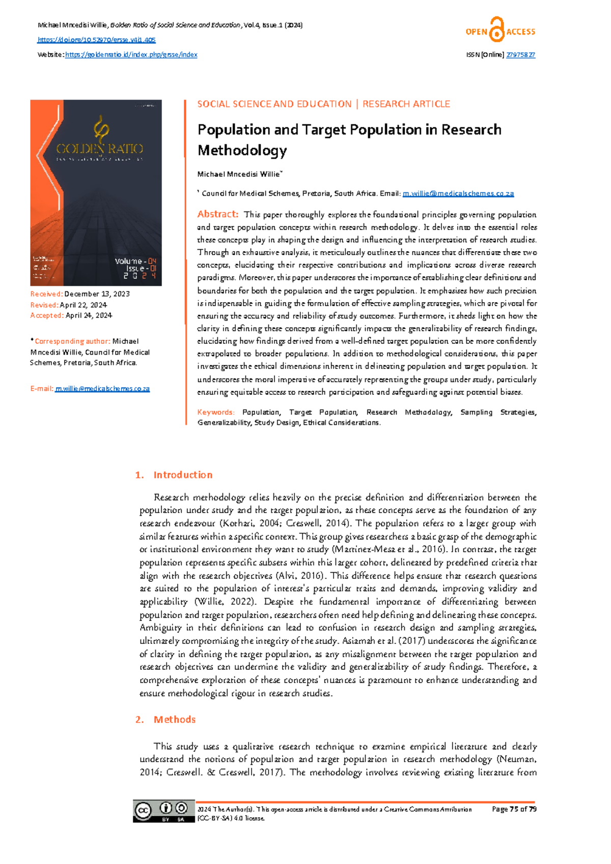 Population and Target Population in Research Methodology (C3) - Studocu