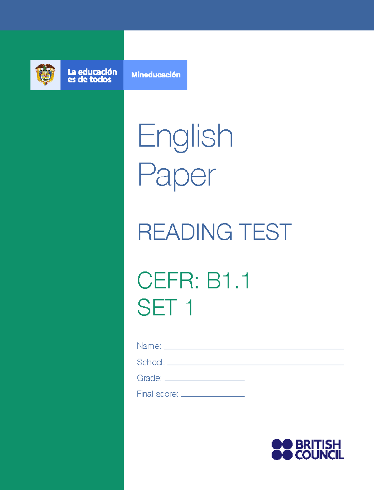 English B1 Reading Test Practice - Set 1 - Studocu