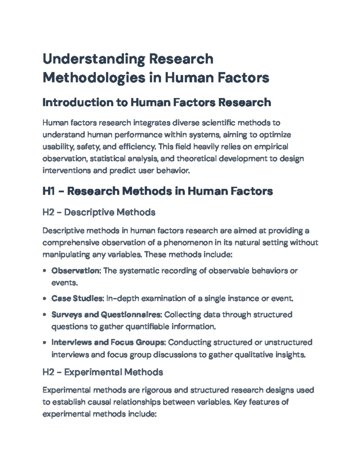 Research Methodologies in Human Factors: A Deep Dive Overview - Studocu