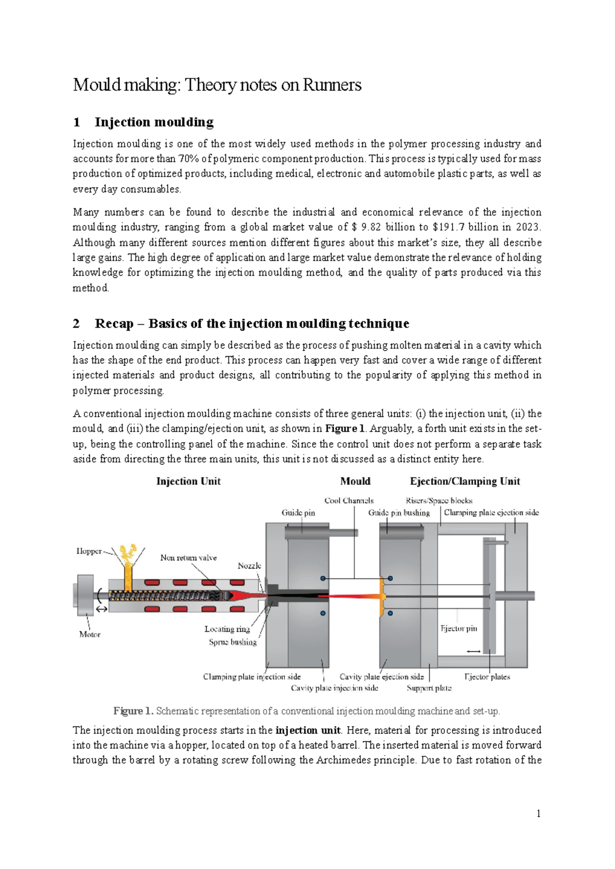 Runners & Flow in Injection Moulding: Theory Notes (EF) - Studocu