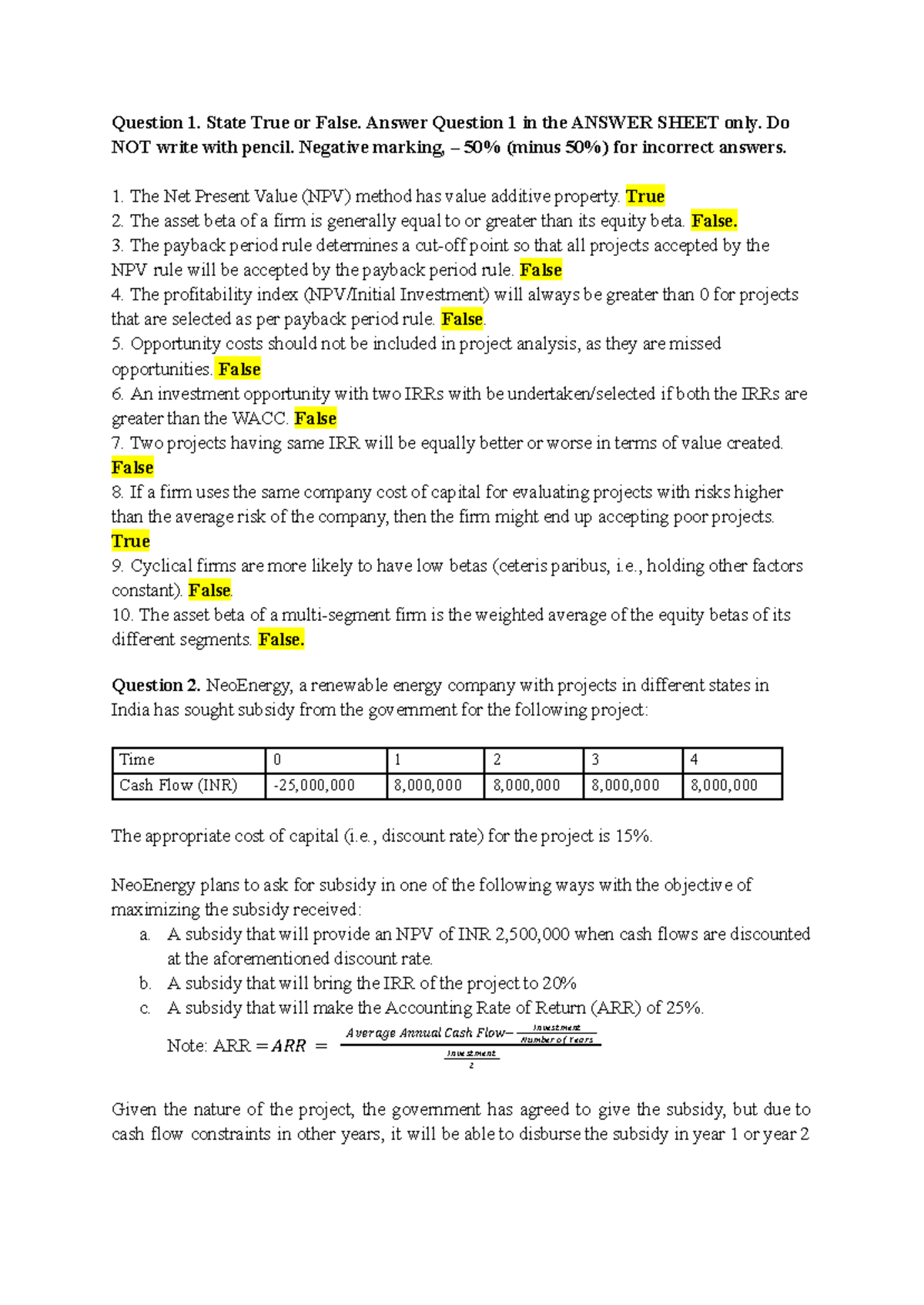 Mid-term Exam Solutions for Q1, Q2, and Q3 (Course Code: FIN101) - Studocu