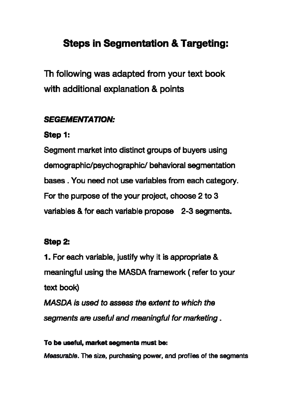 Steps in Segmentation & Targeting - AB1501 - Studocu