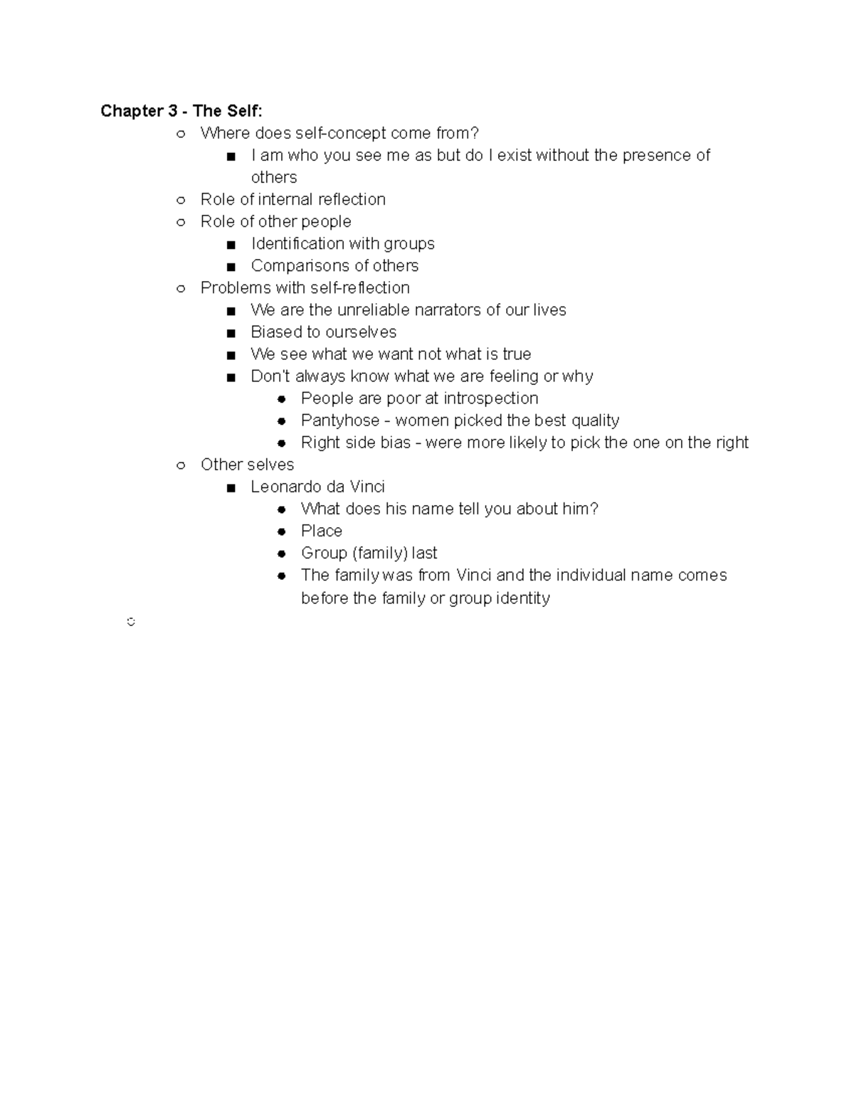 Social Psyc Ch. 3 Notes: Understanding the Self and Identity - Studocu