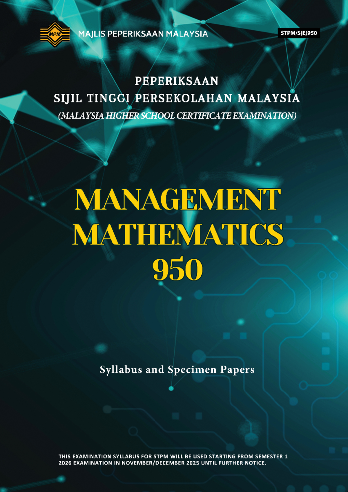 STPM 950 Management Mathematics Syllabus Overview & Exam Structure ...
