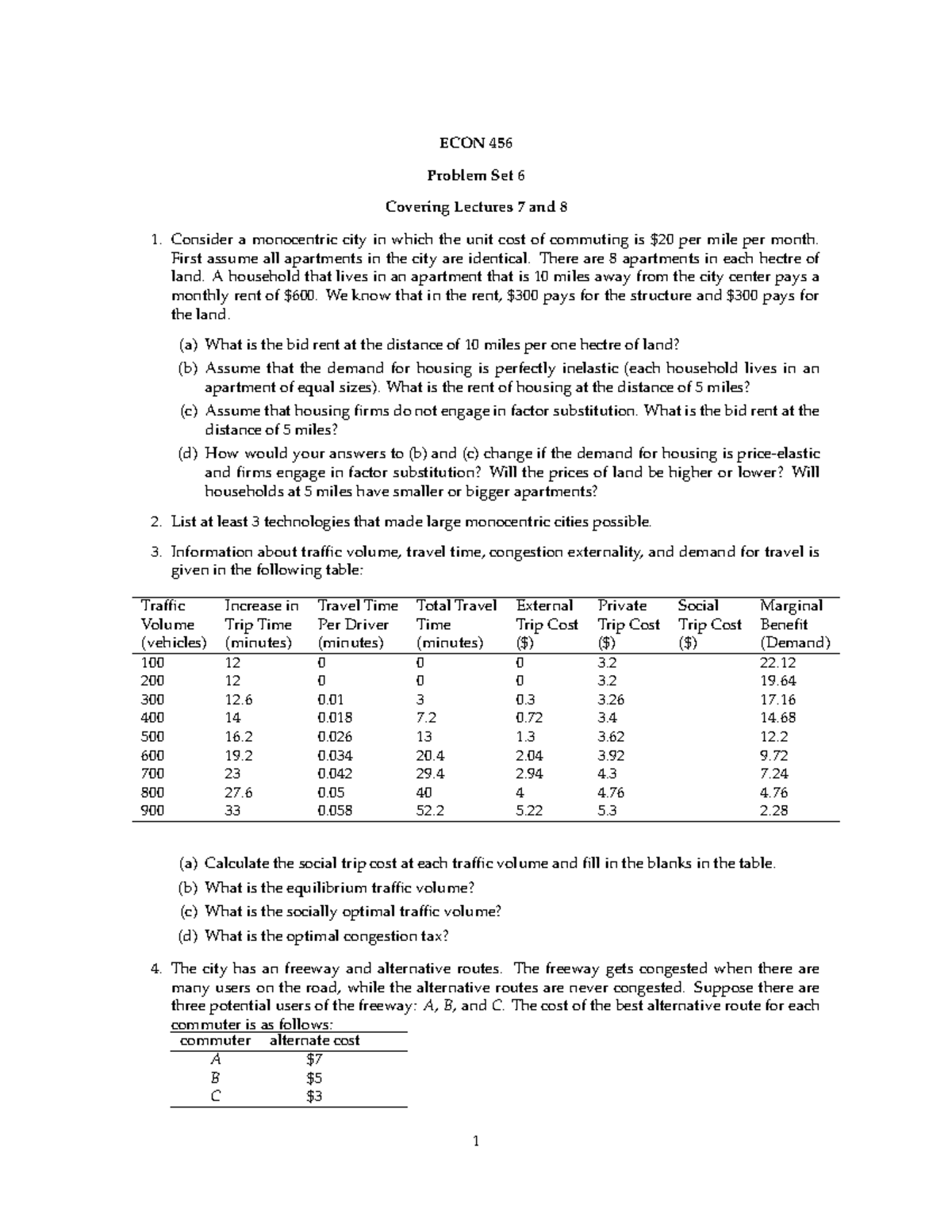 ECON 456 Problem Set 6 - Covering Lectures 7 & 8 Insights - Studocu