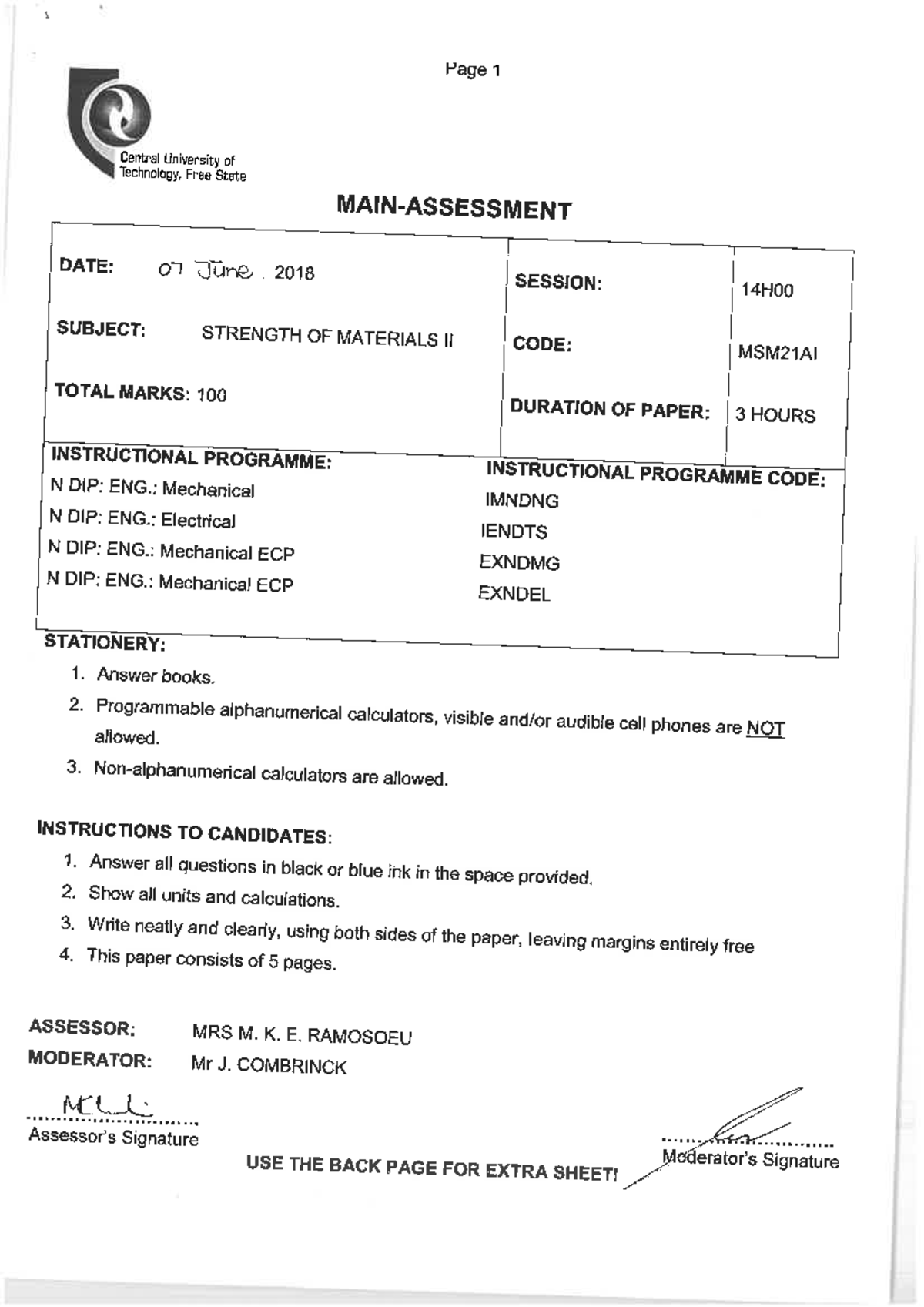 MSM21AI Strength of Materials II Final Exam 2018 - Studocu